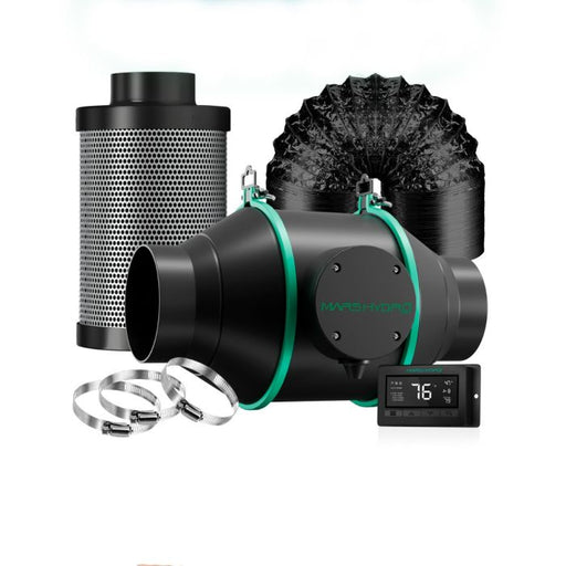 Mars Hydro 4" Inline Duct Fan/Carbon Filter Combo w/Thermostat Controller  - LED Grow Lights Depot