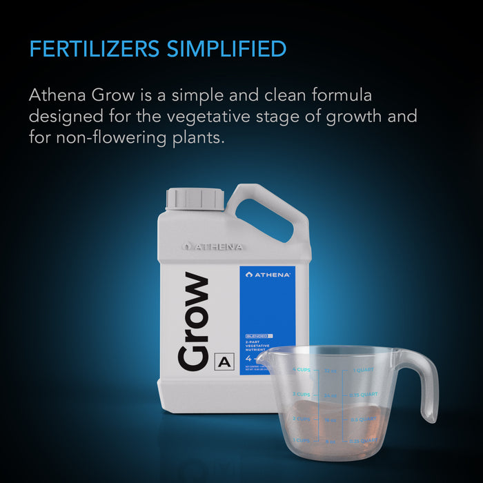 Athena Grow A | Vegetative Hydroponic Nutrient, Balanced Formula for Vigorous Plant Growth | 1 Gallon (US Only) - LED Grow Lights Depot