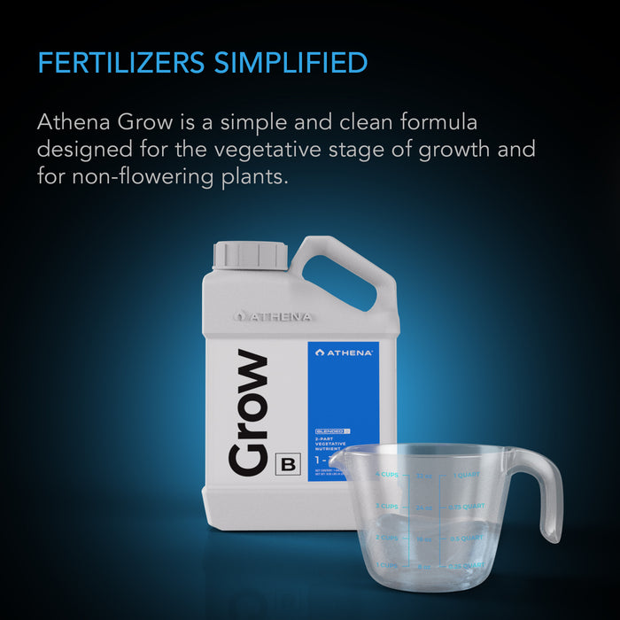 Athena Grow B | Vegetative Hydroponic Nutrient, Balanced Formula for Vigorous Plant Growth | 1 Gallon (US Only) - LED Grow Lights Depot