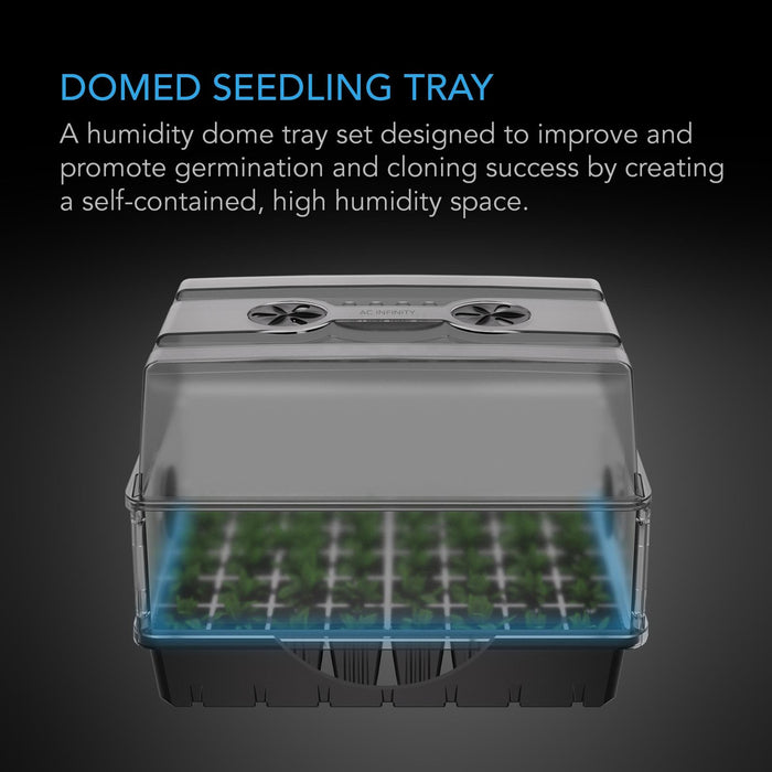AC Infinity Humidity Dome | Large Clear Dome w/Height Extension | 5x8 Tray - LED Grow Lights Depot