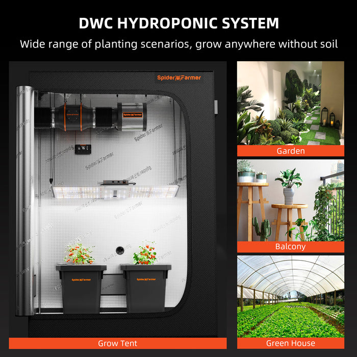 Spider Farmer 7-Gallon DWC Hydroponic System Kit with 2 Buckets  - LED Grow Lights Depot