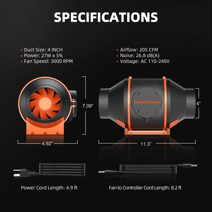 Spider Farmer 2’x2′ Complete Grow Tent Kit | SF1000 301H EVO Full Spectrum LED Grow Light丨6” Clip Fan | 4” Ventilation System with Temperature Humidity Controller  - LED Grow Lights Depot