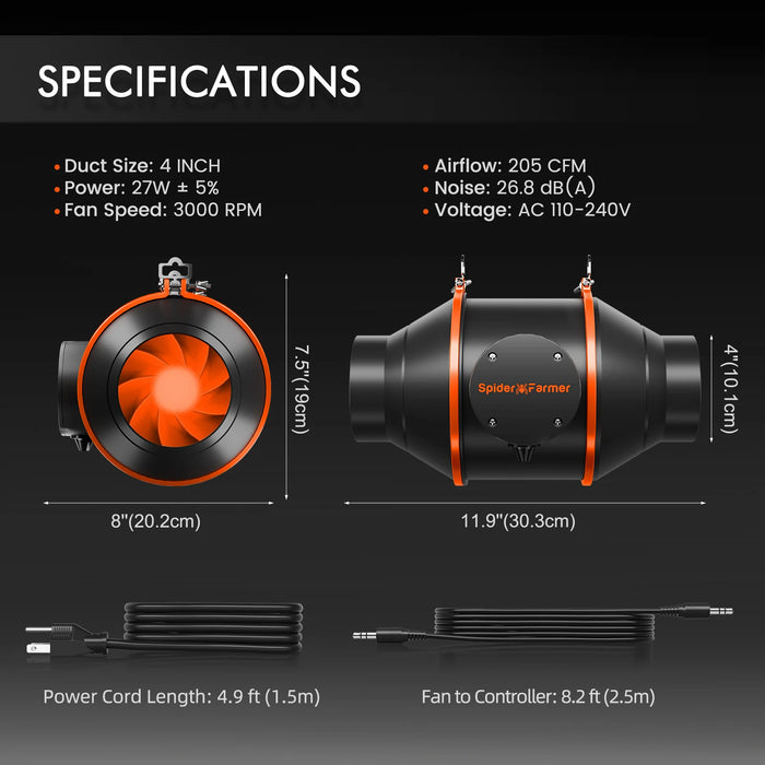 Spider Farmer 3’x3′x6′ Complete Grow Tent Kit | G3000 Full Spectrum LED Grow Light | 6” Clip Fan | 4” Ventilation System with Humidity and Temperature Controller - LED Grow Lights Depot