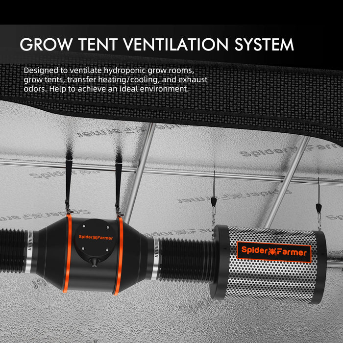 Spider Farmer 3’x3′x6′ Complete Grow Tent Kit | G3000 Full Spectrum LED Grow Light | 6” Clip Fan | 4” Ventilation System with Speed Controller  - LED Grow Lights Depot