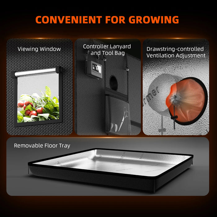 Spider Farmer 4’ x 2’ x 6′ (120cm x 60cm x 180cm) Indoor Grow Tent  - LED Grow Lights Depot