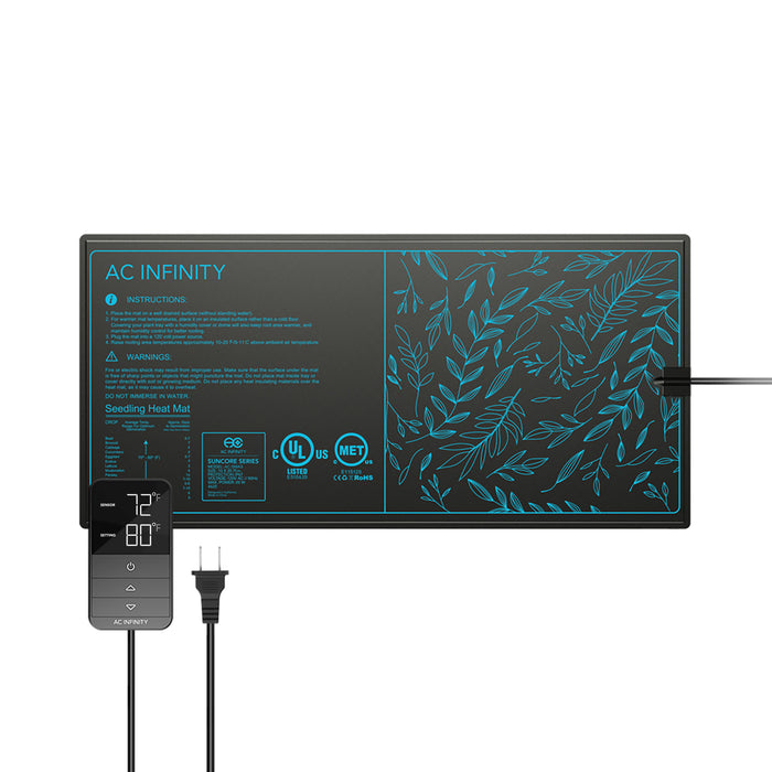 AC Infinity Suncore H3 | Seedling Heat Mat with Heat Controller | 10" x 20.75" - LED Grow Lights Depot