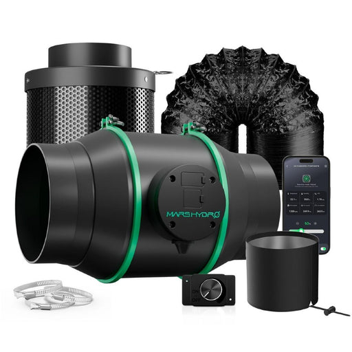 Mars Hydro iFresh 6-Inch Smart Inline Duct Fan and Carbon Filter Combo - LED Grow Lights Depot