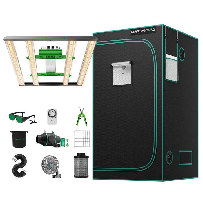 Mars Hydro FC-E 3000 & 3.3'x3.3' Complete Grow Tent Kit with 4" iFresh Fan Kit  - LED Grow Lights Depot