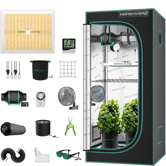 Mars Hydro TS 1000 + 2.3' x 2.3' Indoor Tent Complete Grow Kit  - LED Grow Lights Depot