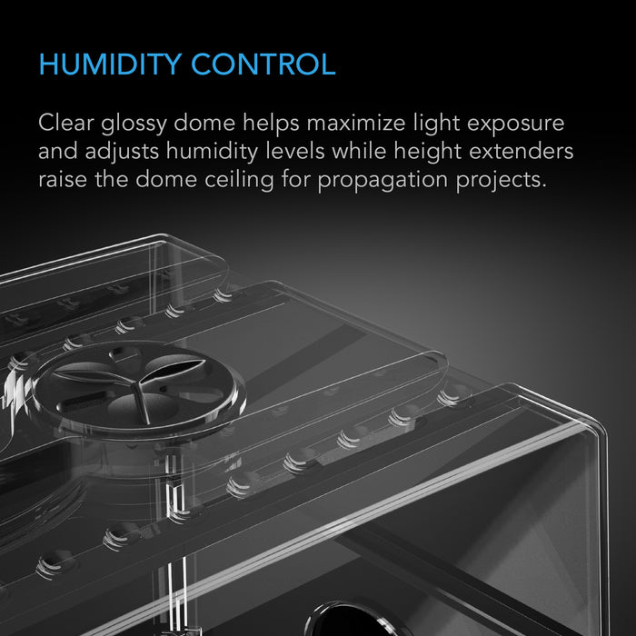 AC Infinity Heavy-Duty Humidity Dome Kit w/ Height Extension | Large Clear Dome | 6x12 Tray - LED Grow Lights Depot